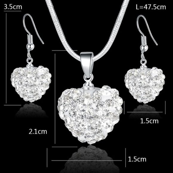 925 Heart Necklace and Earrings Set - Picture 2 of 2